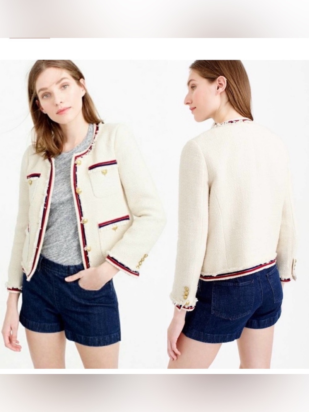J.crew Fringy Tweed Jacket lady Blazer 00 - Picture 2 of 8